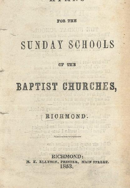 First page of Hymns for the Sunday Schools of the Baptist Churches