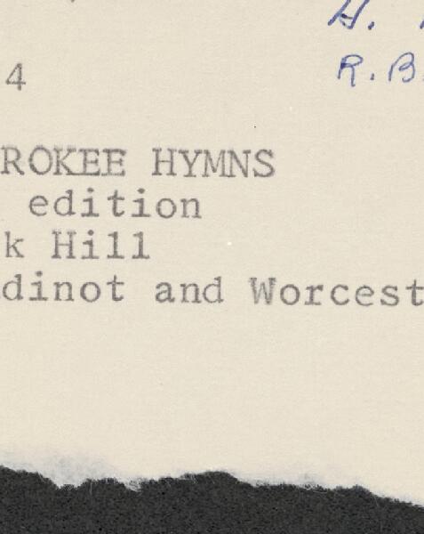 First page of Cherokee Hymns