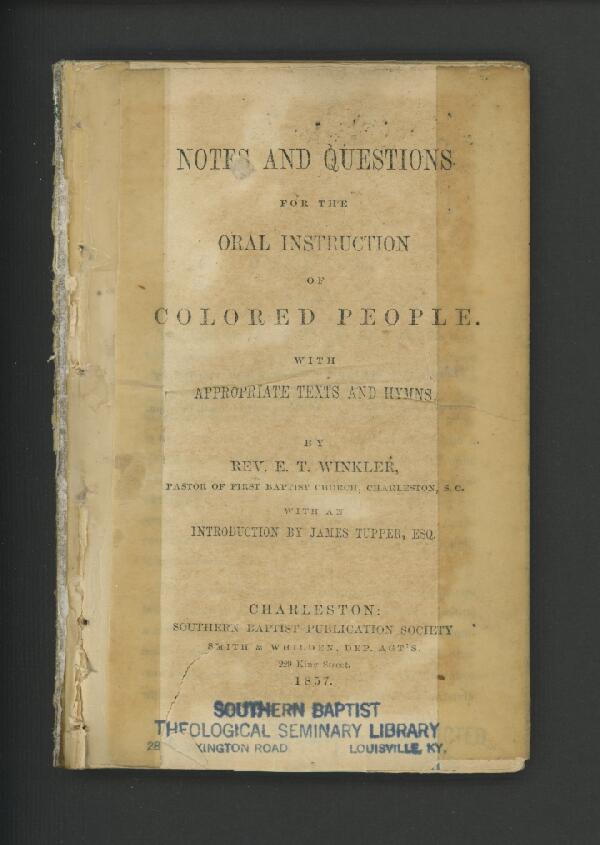 First page of Notes and Questions for the Oral Instruction of Colored People