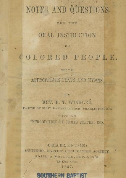 First page of Notes and Questions for the Oral Instruction of Colored People