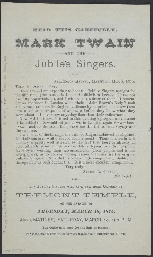 First page of A Song from Frederick Douglass