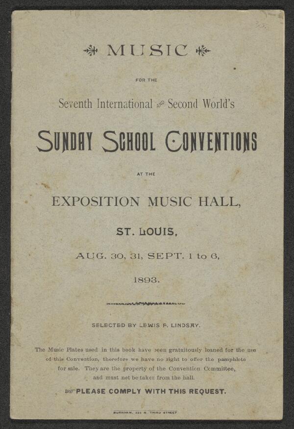 First page of Music for the Seventh International and Second World's Sunday School Conventions