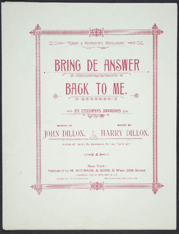 First page of Bring the Answer Back to Me