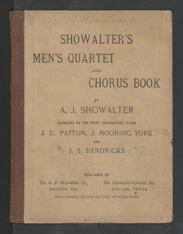 First page of Showalter's Men's Quartet and Chorus Book