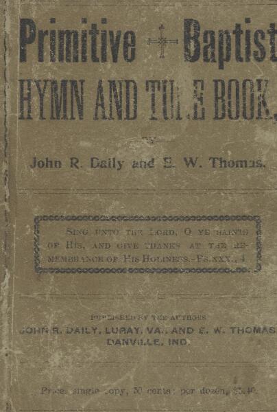 First page of Primitive Baptist Hymn and Tune Book
