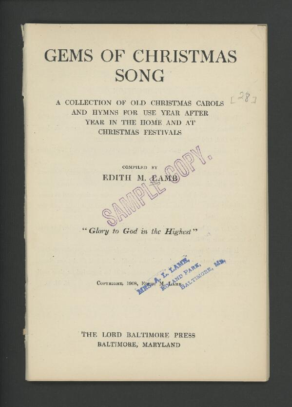 First page of Gems of Christmas Song