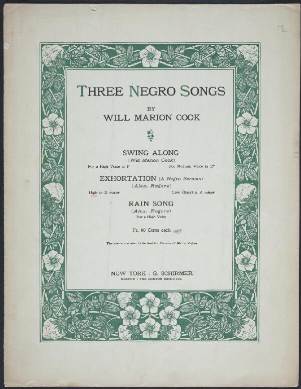 First page of Three Negro Songs