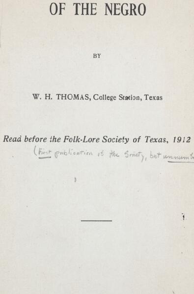 First page of Some Current Folk-Songs of the Negro