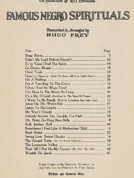 A Collection of 25 Selected Famous Negro Spirituals