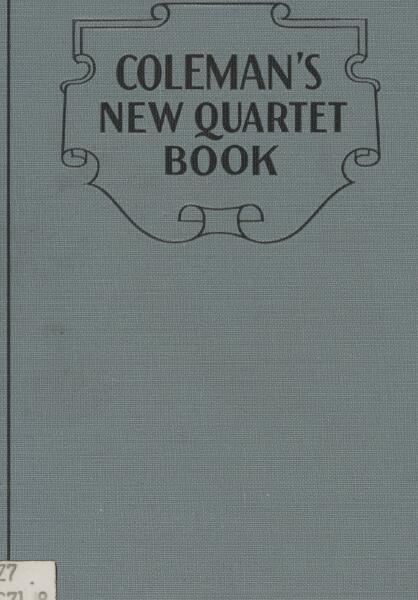 First page of Coleman's New Quartet Book