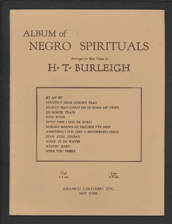 First page of Album of Negro Spirituals