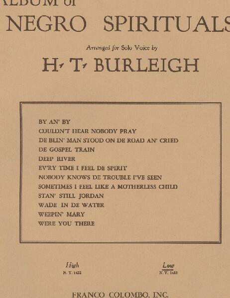 First page of Album of Negro Spirituals