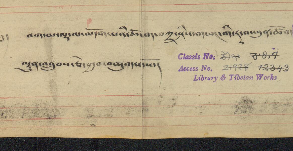 First page of བག་མ་ལྷ་ལ་མདོག་པའི་ཆོ་ག་བཀྲིས་གཡང་གི་རྭ་བ་ཕུན་ཚོགས་ལྷུན་འགྲུབ་ཅེས་བྱ་བ། .-བྲིས་མ།