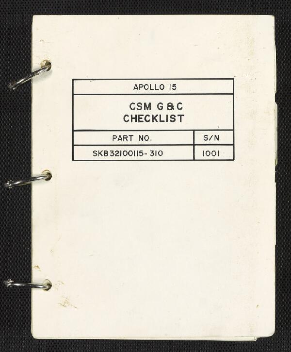 First page of Apollo 15 FDF: CSM G & C Checklists
