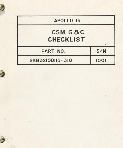 First page of Apollo 15 FDF: CSM G & C Checklists